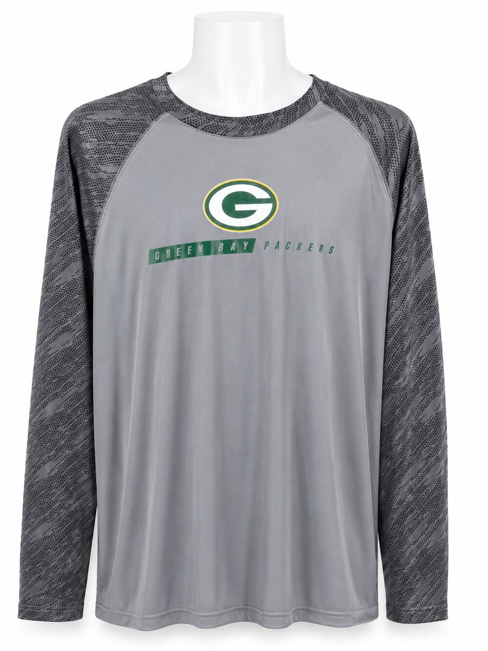 Majestic Green Bay Packers Cool Base Gray Raglan Long Sleeve Shirt Mens 2XL